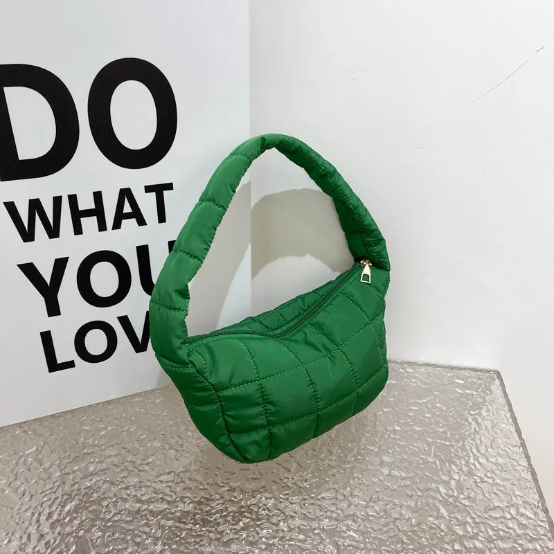 Jade Quilted Puffer Shoulder Bag