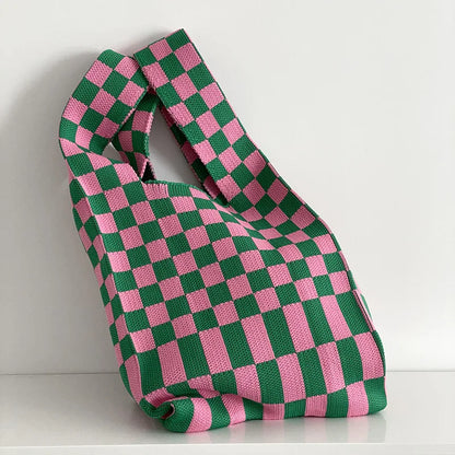 Ivy Knit Checkered Tote Bag