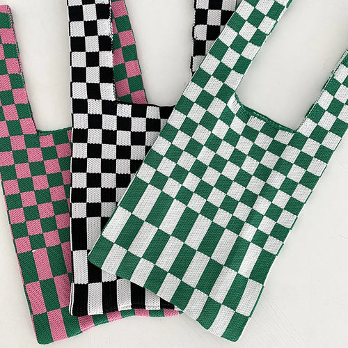 Ivy Knit Checkered Tote Bag