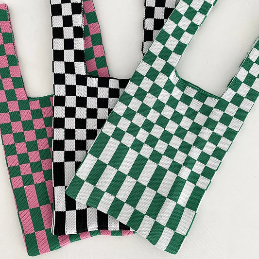 Ivy Knit Checkered Tote Bag