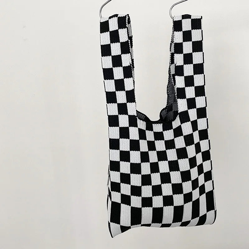 Ivy Knit Checkered Tote Bag