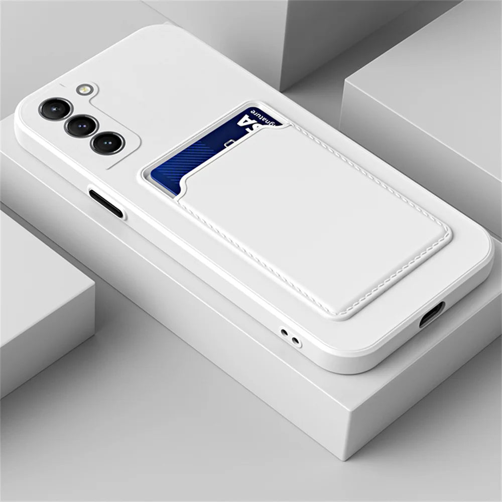 Tpu Soft Silicone Card Slot Wallet Case Samsung S26 S25 S24 S23 S22 S21 Fe Plus Ultra Note 20 A54