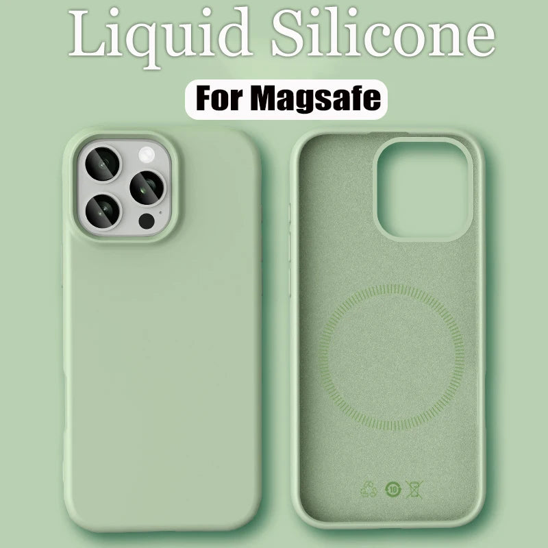Luxury Liquid Silicone Magsafe Phone Case Iphone 17 16 Plus 15 14 13 12 Pro Max 16e Wireless