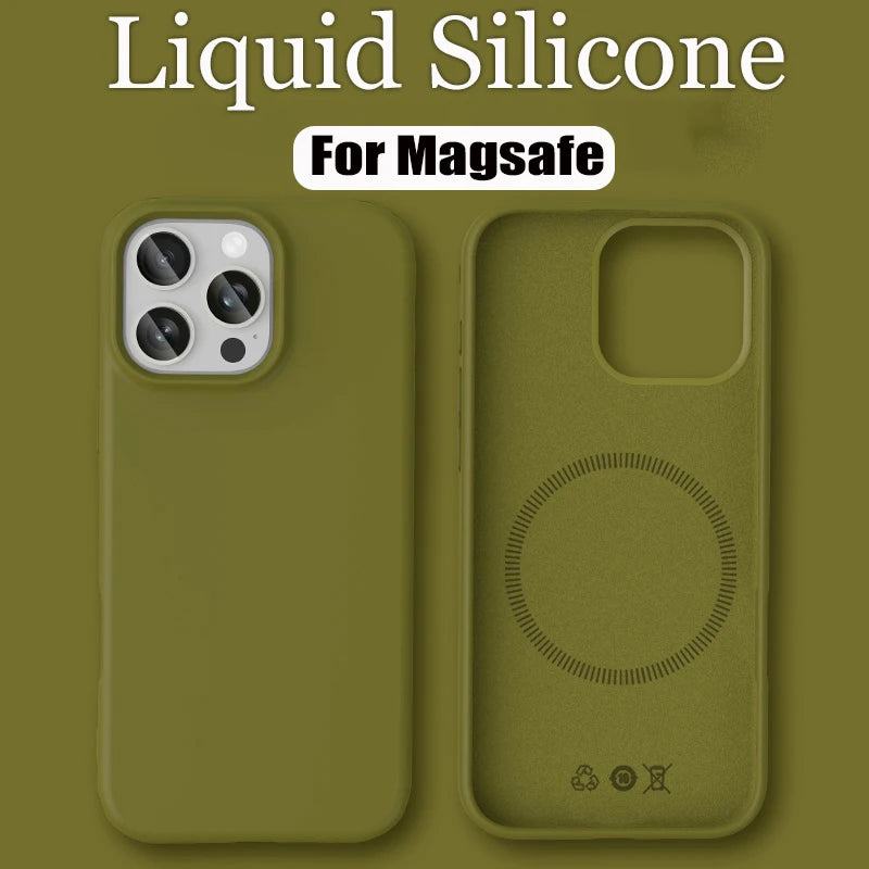 Luxury Liquid Silicone Magsafe Phone Case Iphone 17 16 Plus 15 14 13 12 Pro Max 16e Wireless