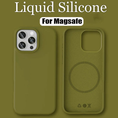 Luxury Liquid Silicone Magsafe Phone Case Iphone 17 16 Plus 15 14 13 12 Pro Max 16e Wireless