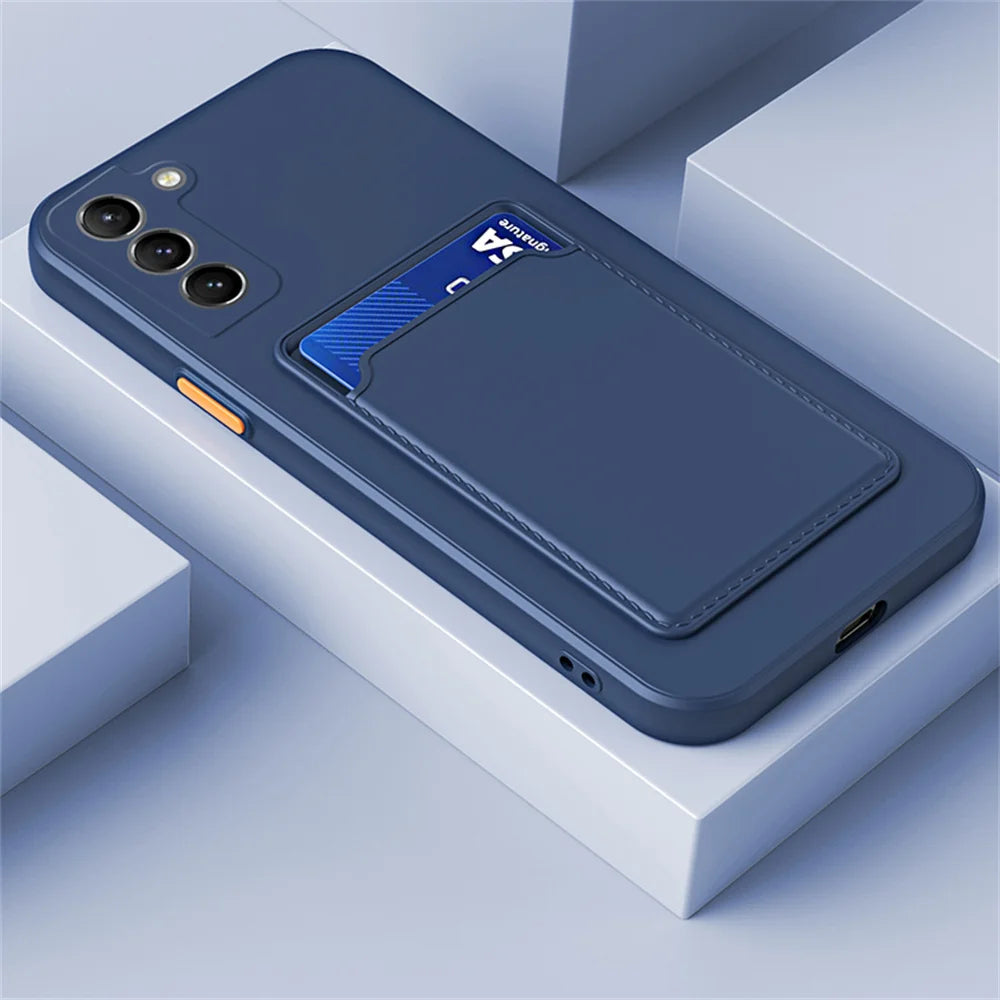Tpu Soft Silicone Card Slot Wallet Case Samsung S26 S25 S24 S23 S22 S21 Fe Plus Ultra Note 20 A54