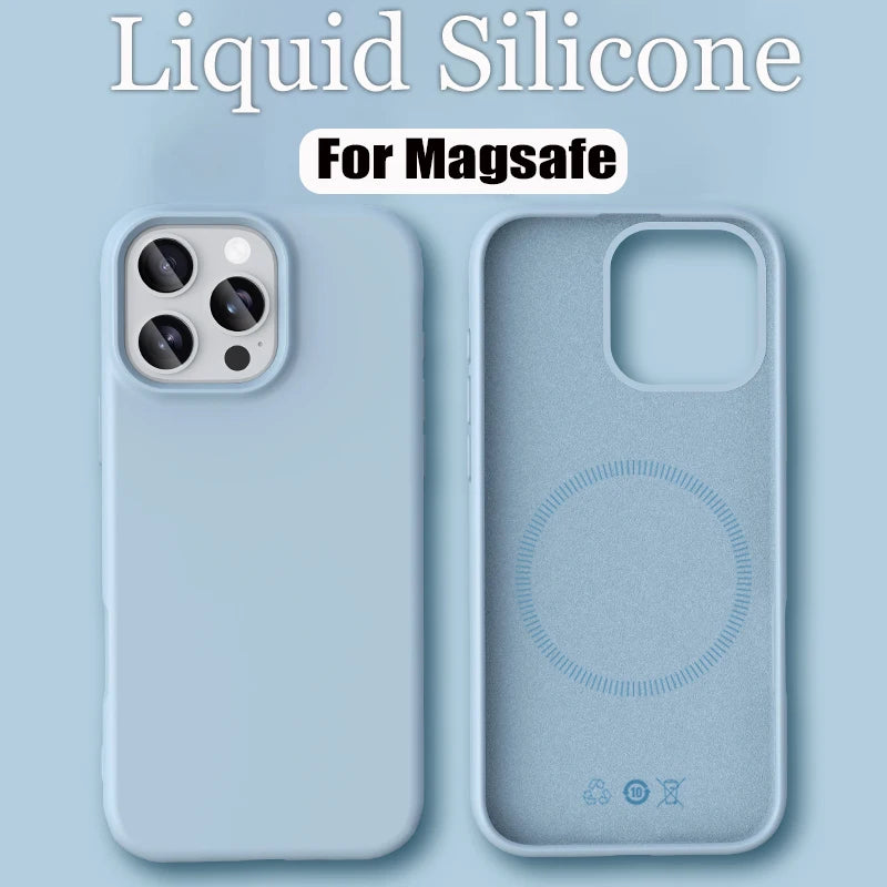Luxury Liquid Silicone Magsafe Phone Case Iphone 17 16 Plus 15 14 13 12 Pro Max 16e Wireless
