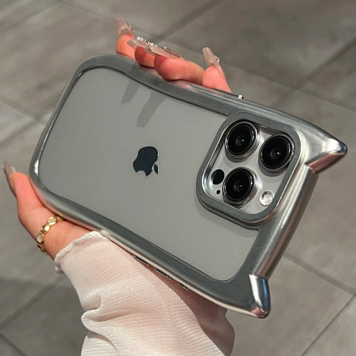 Luxury Plating Soft Silicone Cute Cat Ears Armor Bumper Case Iphone 17 Air 16 15 14 13 12 11 Pro Max