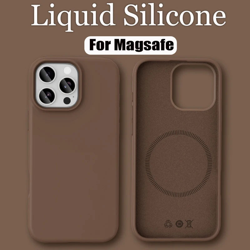 Luxury Liquid Silicone Magsafe Phone Case Iphone 17 16 Plus 15 14 13 12 Pro Max 16e Wireless