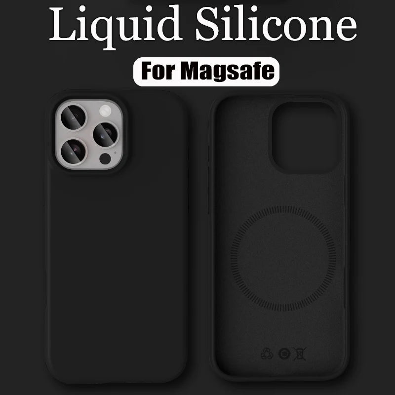 Luxury Liquid Silicone Magsafe Phone Case Iphone 17 16 Plus 15 14 13 12 Pro Max 16e Wireless