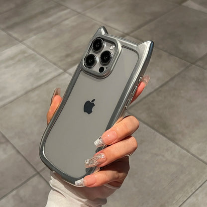 Luxury Plating Soft Silicone Cute Cat Ears Armor Bumper Case Iphone 17 Air 16 15 14 13 12 11 Pro Max