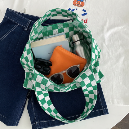 Ivy Knit Checkered Tote Bag
